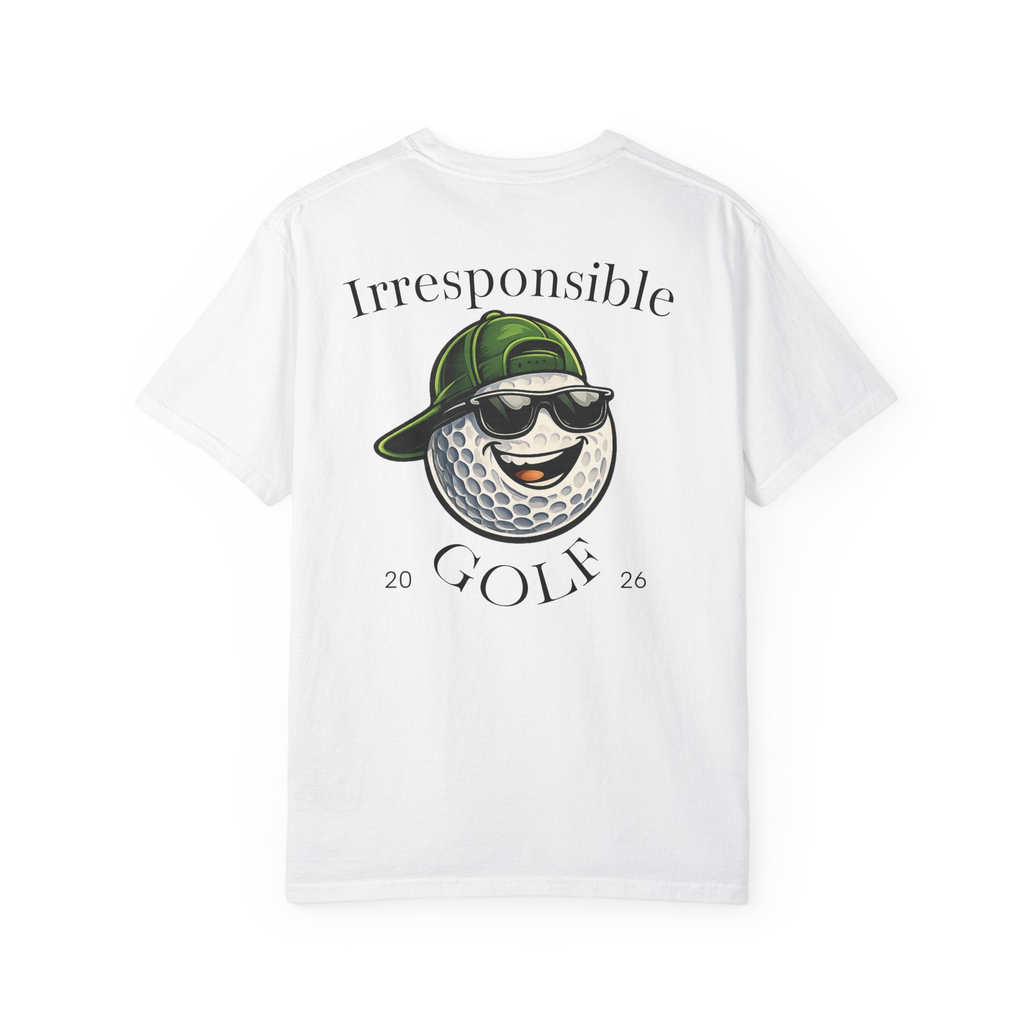 Golf T-Shirt — "Irresponsible Golf" Vintage Golf Ball Design