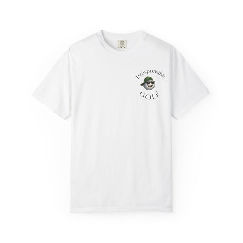 Golf T-Shirt — "Irresponsible Golf" Vintage Golf Ball Design