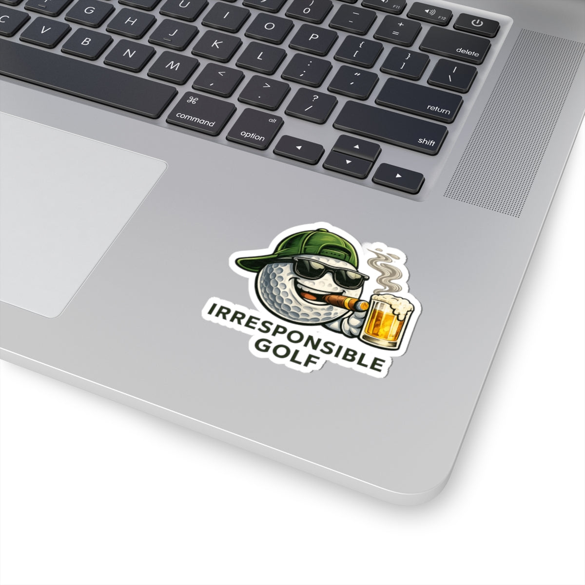 Irresponsible Golf Sticker — Funny Golf Ball with Cigar & Beer Kiss-Cut Sticker