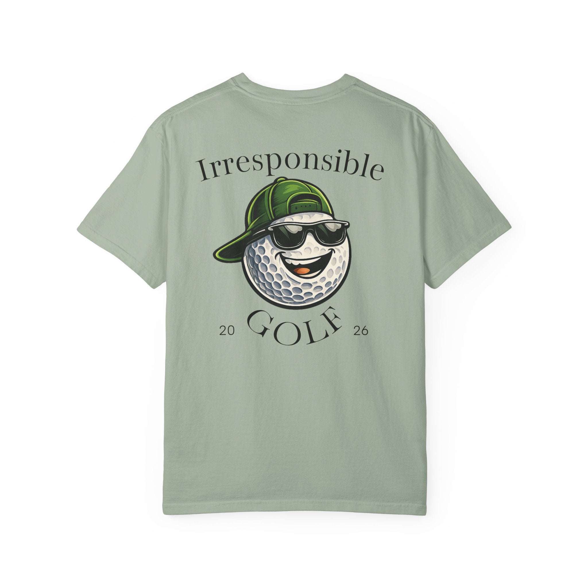 Golf T-Shirt — "Irresponsible Golf" Vintage Golf Ball Design