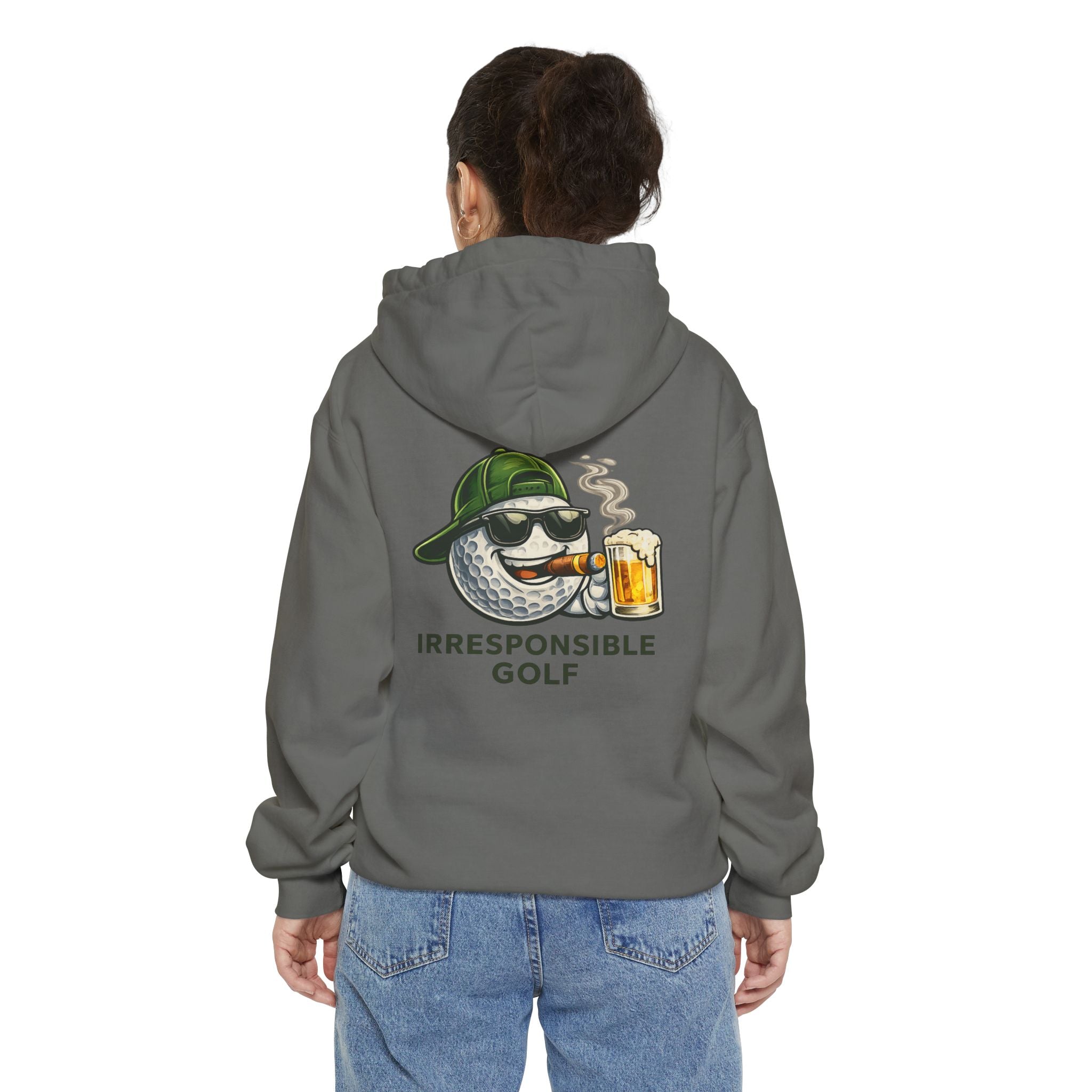 Irresponsible Golf Hoodie — Vintage Golf Ball with Beer Graphic