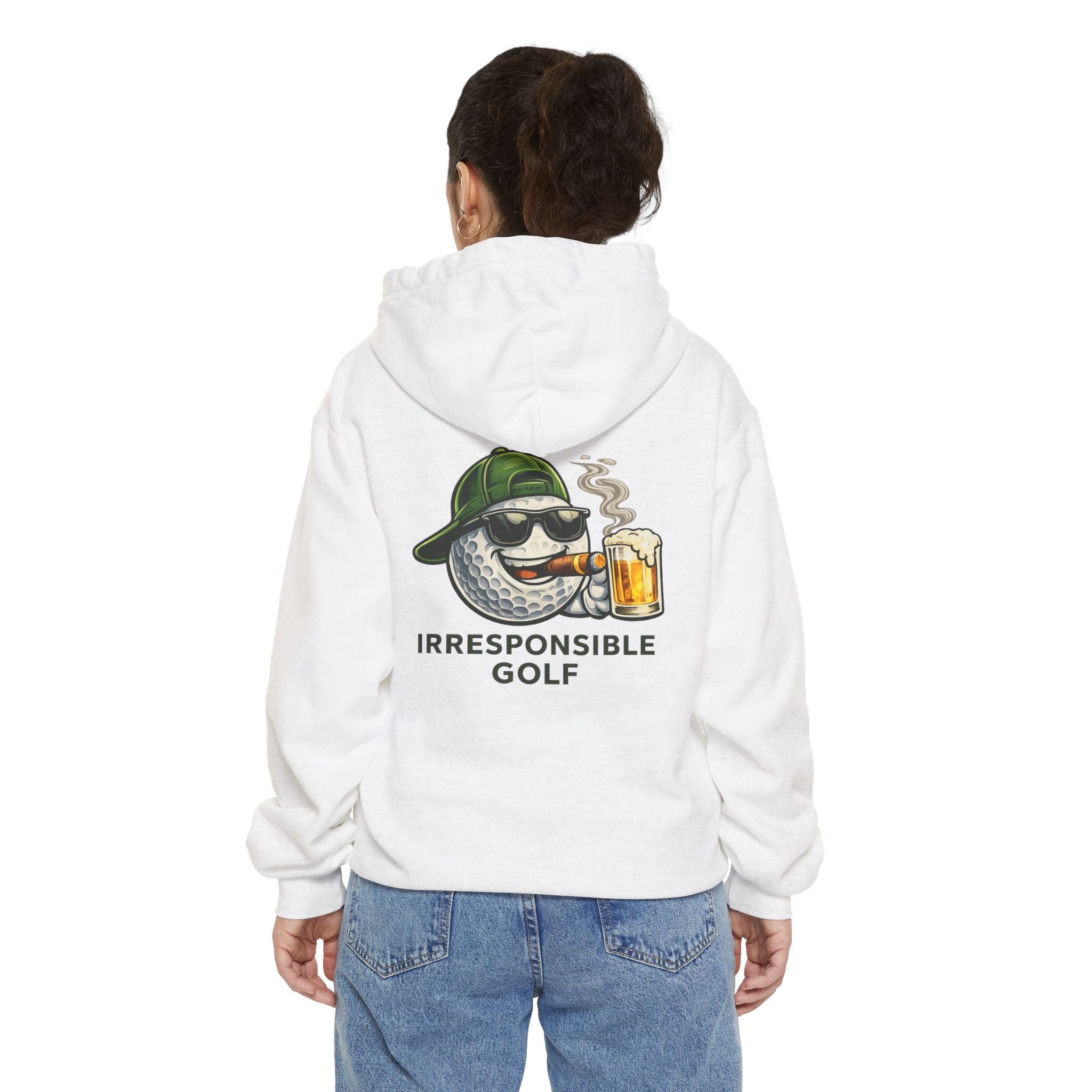 Irresponsible Golf Hoodie — Vintage Golf Ball with Beer Graphic