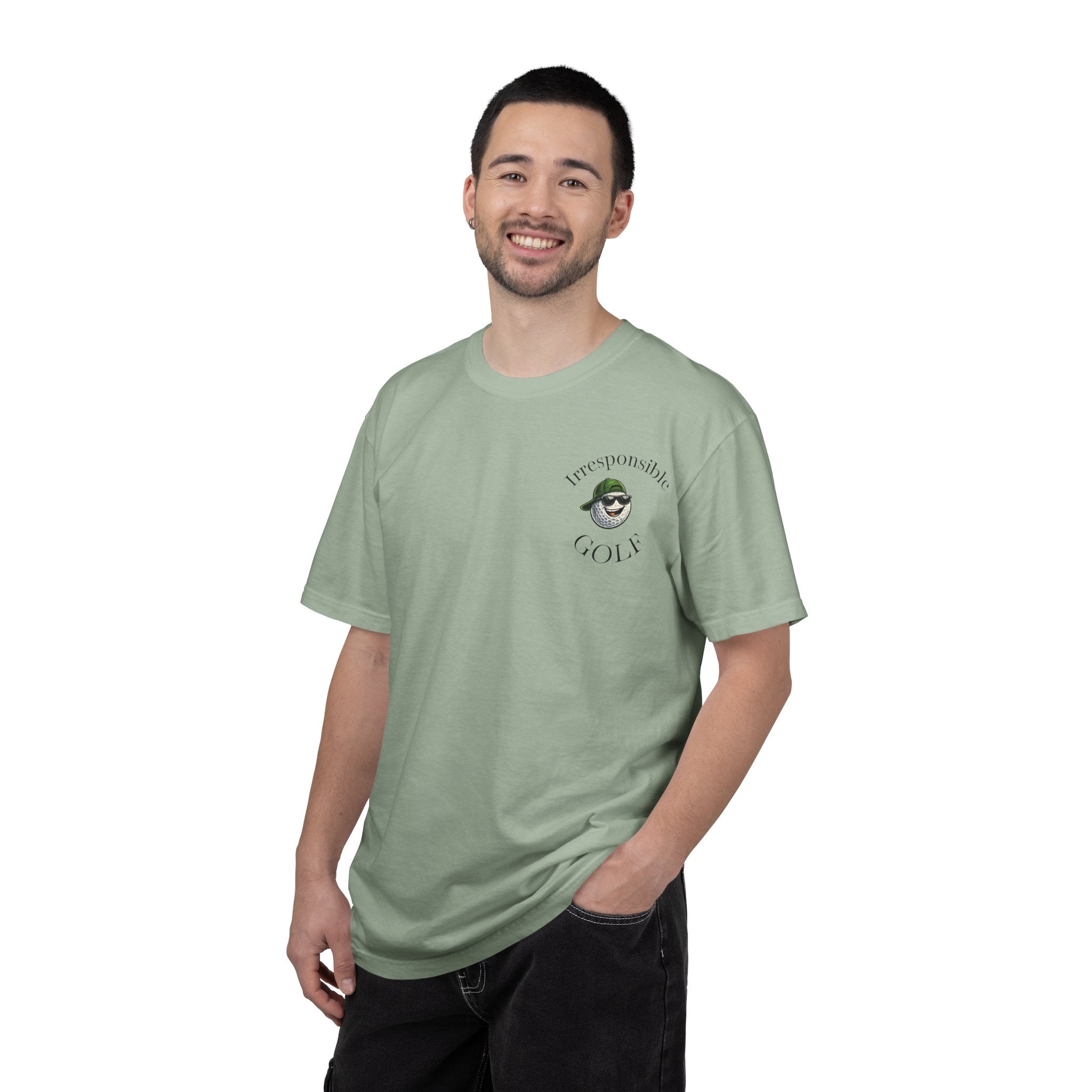 Golf T-Shirt — "Irresponsible Golf" Vintage Golf Ball Design