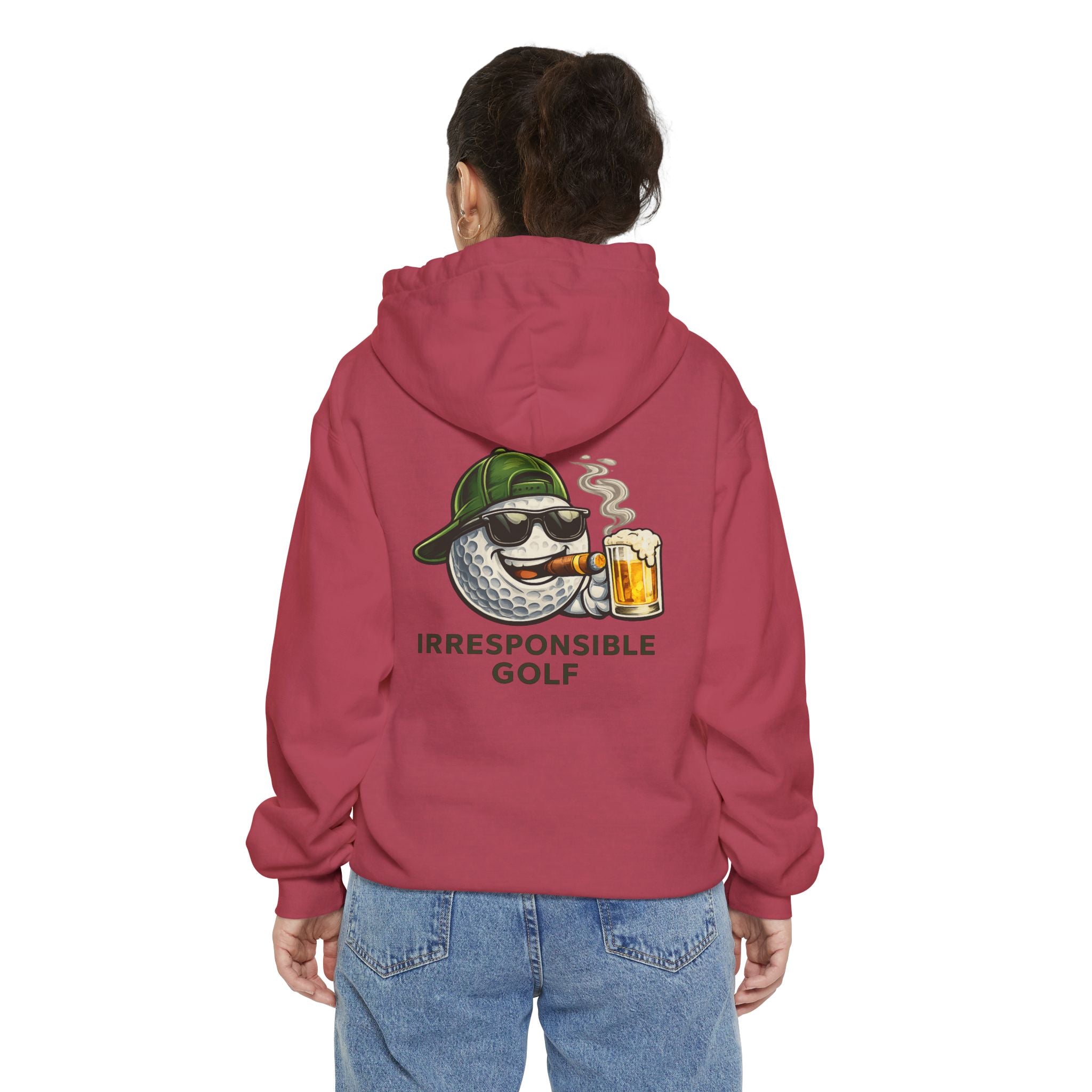 Irresponsible Golf Hoodie — Vintage Golf Ball with Beer Graphic