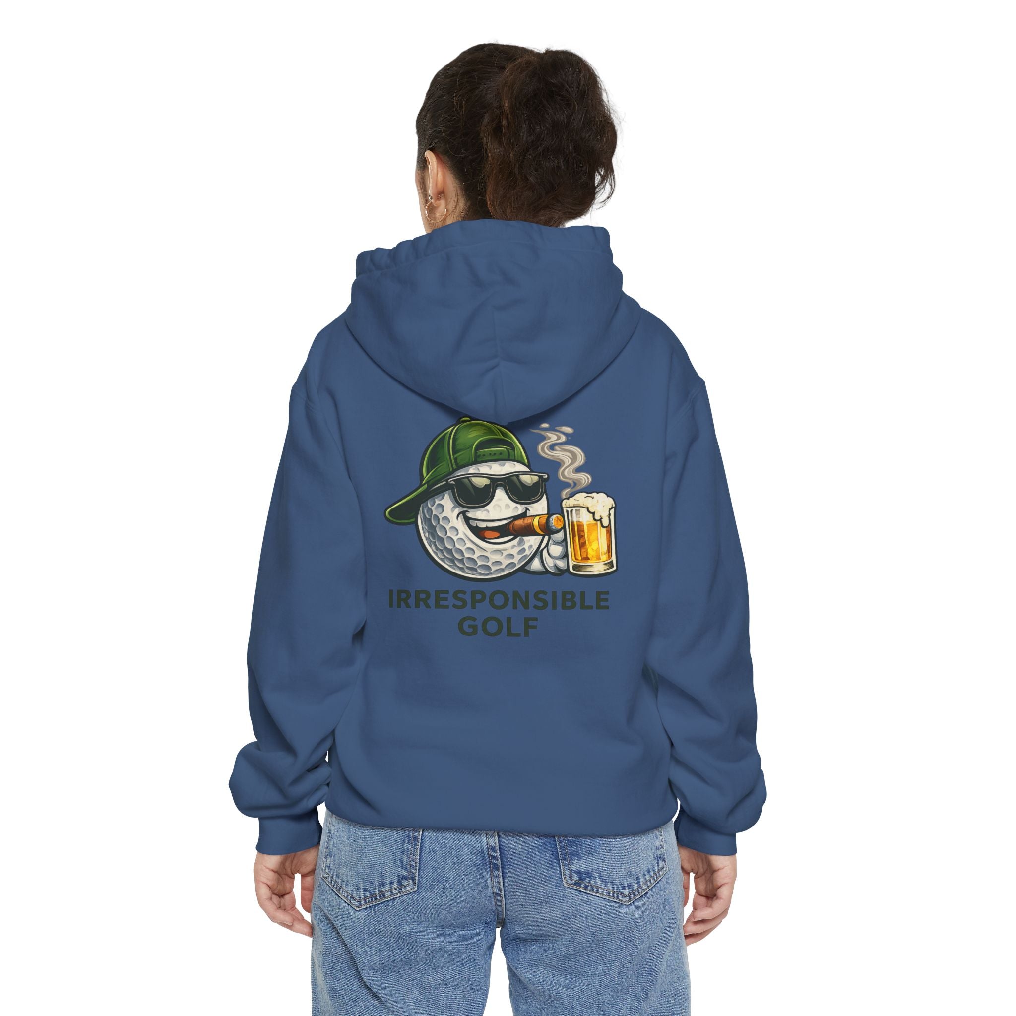 Irresponsible Golf Hoodie — Vintage Golf Ball with Beer Graphic